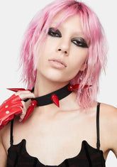 Red Spiked Choker Necklace