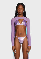 Technicolor Trip Fringe Shrug - Lilac