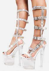 X HI Qrystal Clear Rhinestone Platform Heels