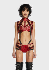 Rude Awakening Harness Bra Top - Red