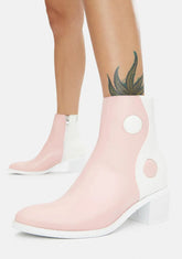 Pink Balancing Act Vegan Leather Boots