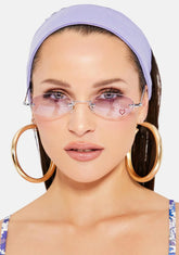 Purple Oval Rhinestone Sunglasses
