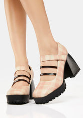 Pink Plaid Mary Jane Heels