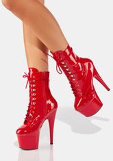 Adore-1020 Platform Ankle Boots-Red
