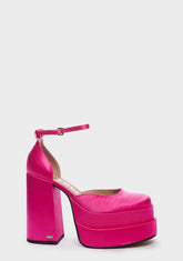 Charlie Satin Platform Heels - Pink