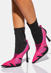 Pink Sneaker Heeled Boots