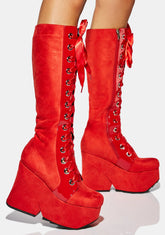 Satin Sheets Knee High Platform Boots