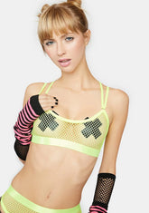 Electric Thrill Seeker Fishnet Bra Top