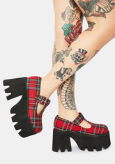 Tee Tartan Platform Mary Janes