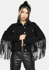 Trouble In Paradise Fringe Denim Jacket