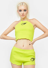 Lime Total Hotshot Ribbed Halter Set