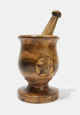 Wood Pentagram Pestle N' Mortar