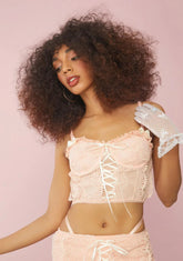 Peach Sincerely Yours Lace Bustier