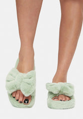 Mint Snuggle Up Fuzzy Slippers
