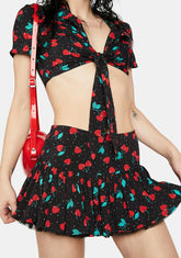 Cherry Good Day Pleated Skirt