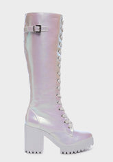 White Fairy Lace-Up High Boots