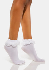 White Ruffle Lace Socks