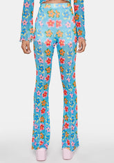 Blue Floral Mesh Trousers