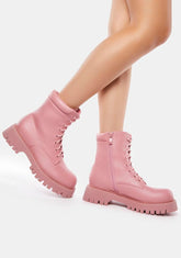 Pink Redoran Padded Combat Boots