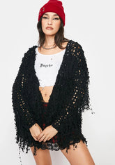 Noir Acknowledge It Crochet Cardigan