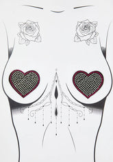 Reusable Rhinestone Embellished Heart Pasties