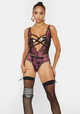 Lace Up Lady Floral Teddy