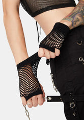 Dark Plasmic Punk Fishnet Gloves