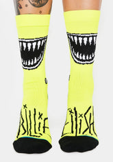 Yellow Grin Crew Socks