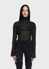 Stand Collar Straight Flared Sleeves Shirt