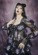 Thorns And Thistles Chiffon Floral Peasant Blouse