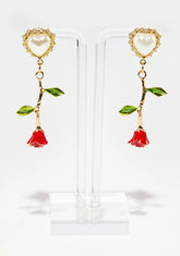Dripping In Pearls Rose Earrings