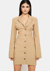 Taupe Boss Moments Cut-Out Blazer Dress
