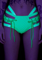 Rude Awakening Lace-Up Shorts - Glow In The Dark