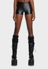 On The Edge Vegan Leather Shorts