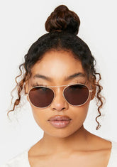 Ahoy Gold Brown Aviator Sunglasses