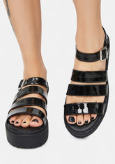 Noir Met Someone Platform Gladiator Sandals
