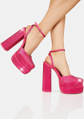 Hot Pink Satin Moonchild Platform Heels