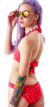 Pin Up Hearts Halter Monokini