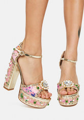 Pink Cici Jeweled Platform Heels