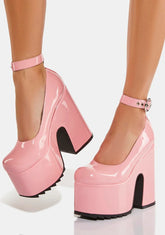 Pink Power Trip Chunky Platform Heels