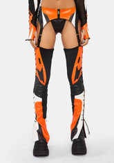 Orange Moto Suspender Chaps
