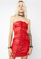 Hot All The Lovers Lace Up Mini Dress
