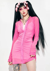 Candy Make Me An Offer Mesh Button Down Dress