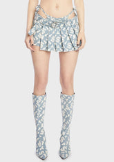 Monogram Denim Mini Thong Skirt