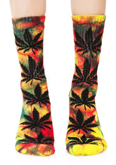 Tropical Tie Dye Plant Life Crew Sock