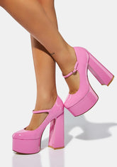Pink Sparkley Patent Platform Heels