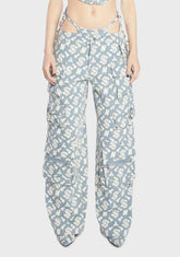 Monogram Denim Baggy Workwear Pants