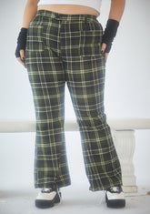 Olive She's Not So Innocent Plaid Pants