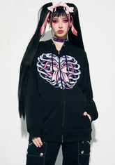 Beast With A Bow Embroidered Ribcage Hoodie