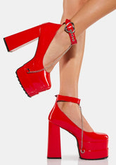 Red Sweetheart Patent Platform Heels